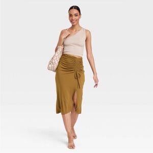 a new day Olive Green Jersey Knit Ruched Dress XL NWT